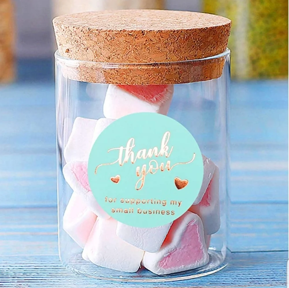 60 1.5” Aqua Thank You for Supporting My Small Busines Stickers